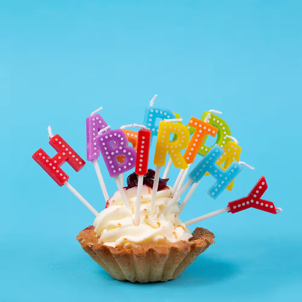 Foto Cupcake mit Happy Birthday Kerzen